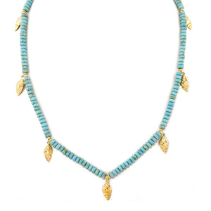 Colar Teca Azul Claro Ouro