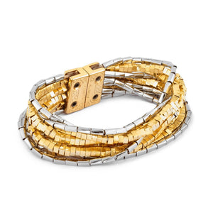 Pulseira Ticy Ouro e Ródio Branco